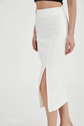 Midi Boy Yırtmaçlı Etek - 3