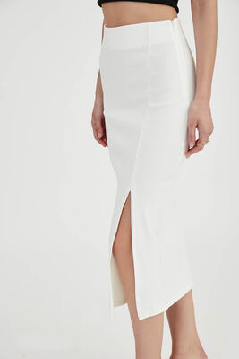 Midi Boy Yırtmaçlı Etek - 3