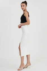 Midi Boy Yırtmaçlı Etek - 4