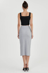 Midi Boy Yırtmaçlı Etek - 12