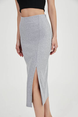 Midi Boy Yırtmaçlı Etek - 9