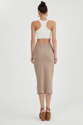 Midi Boy Yırtmaçlı Etek - 18