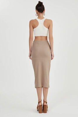 Midi Boy Yırtmaçlı Etek - 18