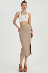 Midi Boy Yırtmaçlı Etek - 16