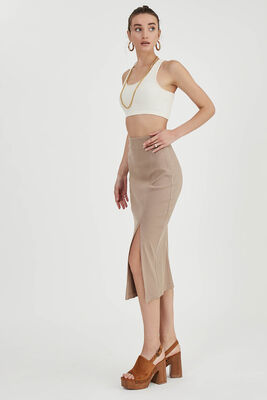 Midi Boy Yırtmaçlı Etek - 17