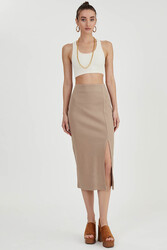 Midi Boy Yırtmaçlı Etek - 14