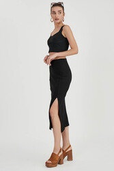 Midi Boy Yırtmaçlı Etek - 24