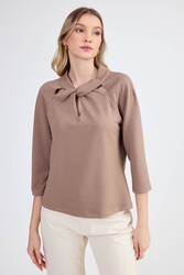 Modal Kumaş Önü Düğümlü Bluz - 2