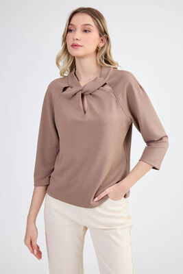 Modal Kumaş Önü Düğümlü Bluz - 3