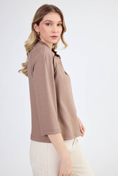 Modal Kumaş Önü Düğümlü Bluz - 4