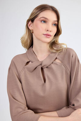 Modal Kumaş Önü Düğümlü Bluz - 6