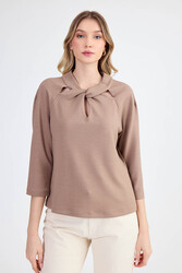 Modal Kumaş Önü Düğümlü Bluz - 7