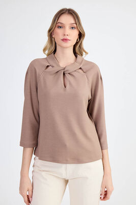 Modal Kumaş Önü Düğümlü Bluz - 7