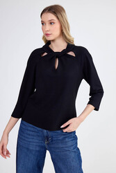 Modal Kumaş Önü Düğümlü Bluz - 9