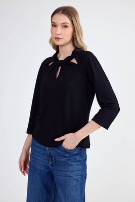 Modal Kumaş Önü Düğümlü Bluz - 10