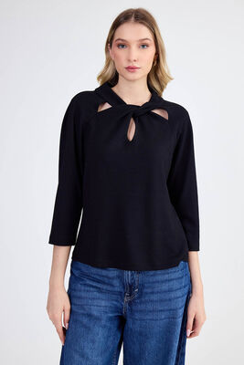 Modal Kumaş Önü Düğümlü Bluz - 8