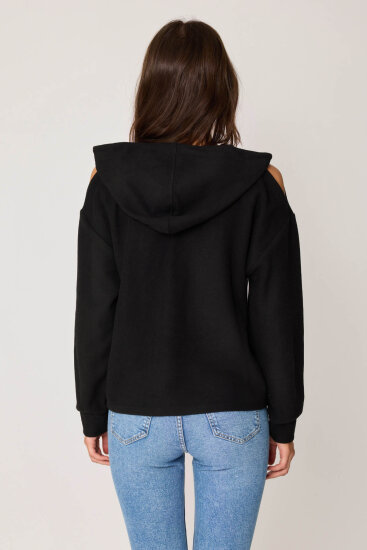 Omuz Dekolteli Kanguru Cep Kapüşonlu Sweatshirt - 15