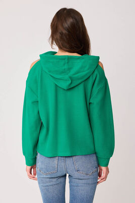 Omuz Dekolteli Kanguru Cep Kapüşonlu Sweatshirt - Thumbnail (19)