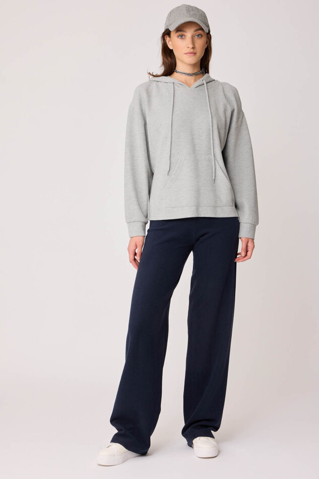 Omuz Dekolteli Kanguru Cep Kapüşonlu Sweatshirt - 39