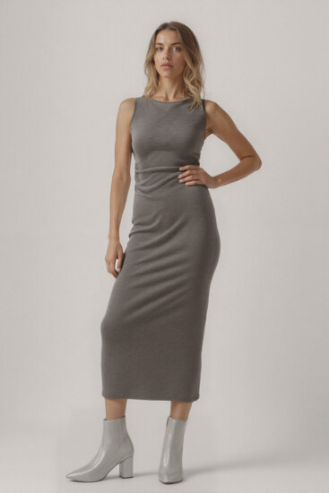 Omuzu Düğüm Detaylı Örme Elbise - 2