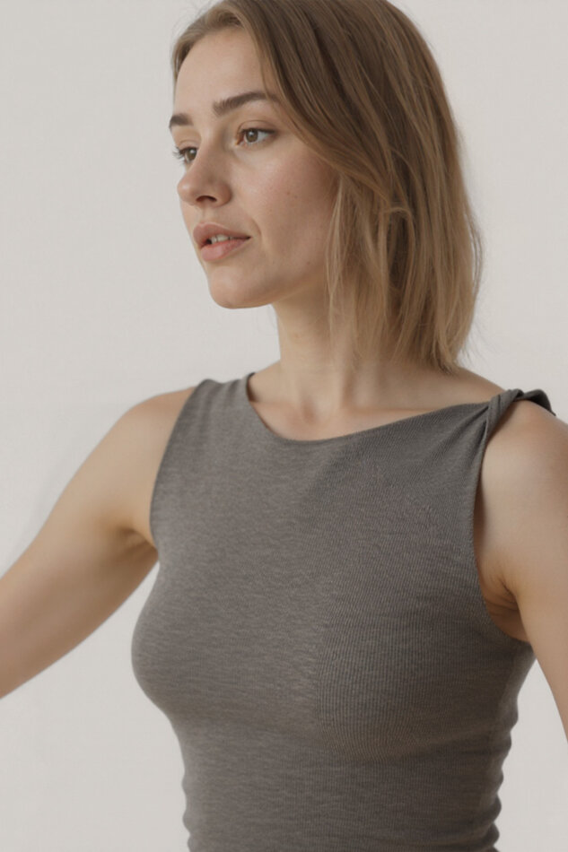 Omuzu Düğüm Detaylı Örme Elbise - 5