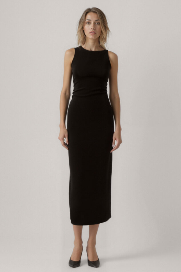 Omuzu Düğüm Detaylı Örme Elbise - 14