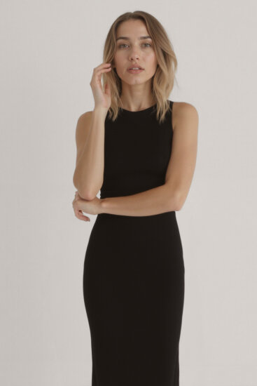 Omuzu Düğüm Detaylı Örme Elbise - 16