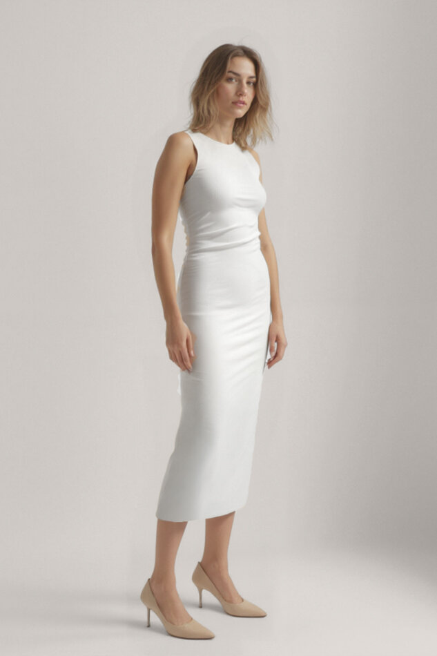 Omuzu Düğüm Detaylı Örme Elbise - 19