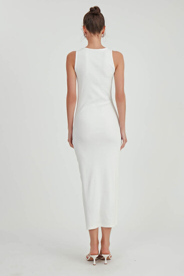 Omuzu Tokalı Uzun Örme Elbise - 6