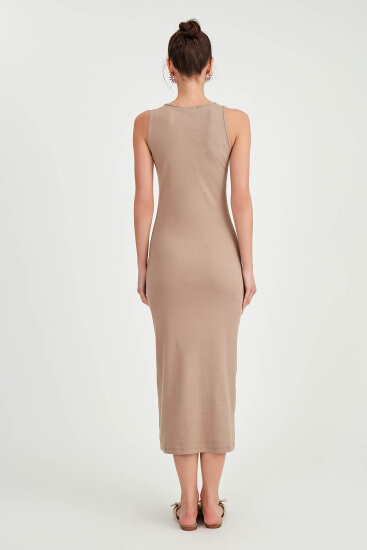 Omuzu Tokalı Uzun Örme Elbise - 17