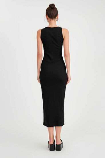 Omuzu Tokalı Uzun Örme Elbise - 22