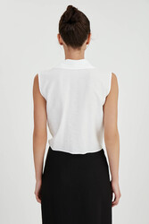 Önden Bağlamalı Sıfır Kol Bluz - 6