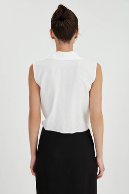 Önden Bağlamalı Sıfır Kol Bluz - 6