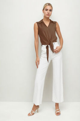 Önden Bağlamalı Sıfır Kol Bluz - 13