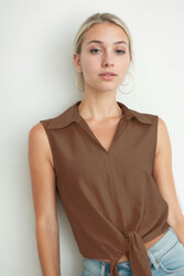 Önden Bağlamalı Sıfır Kol Bluz - 14