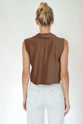 Önden Bağlamalı Sıfır Kol Bluz - 16