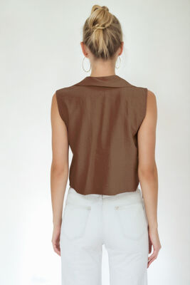 Önden Bağlamalı Sıfır Kol Bluz - 16