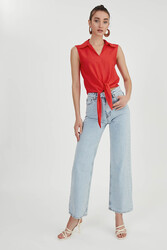 Önden Bağlamalı Sıfır Kol Bluz - 18