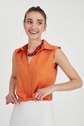 Önden Bağlamalı Sıfır Kol Bluz - 23