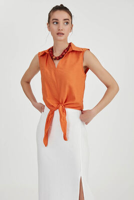 Önden Bağlamalı Sıfır Kol Bluz - 26