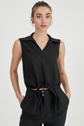 Önden Bağlamalı Sıfır Kol Bluz - 28