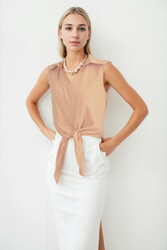 Önden Bağlamalı Sıfır Kol Bluz - 33