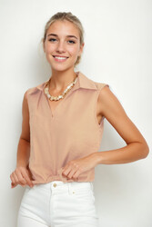 Önden Bağlamalı Sıfır Kol Bluz - 34