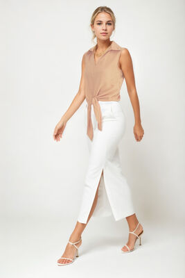 Önden Bağlamalı Sıfır Kol Bluz - 35