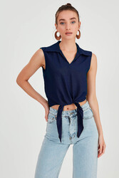 Önden Bağlamalı Sıfır Kol Bluz - 43