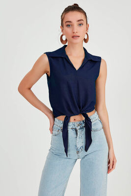 Önden Bağlamalı Sıfır Kol Bluz - 43