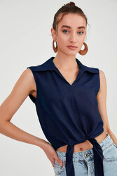 Önden Bağlamalı Sıfır Kol Bluz - 44