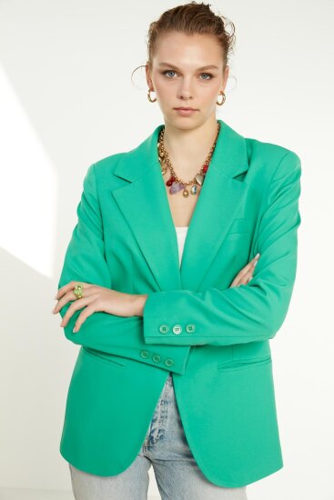 Önden Tek Düğme Kapamalı Blazer Ceket - 8