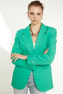 Önden Tek Düğme Kapamalı Blazer Ceket - Thumbnail (7)