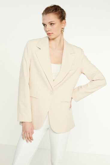 Önden Tek Düğme Kapamalı Blazer Ceket - 27